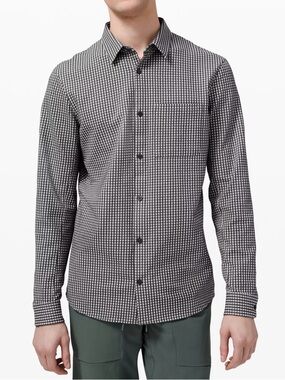 MINT🍀Lululemon Commission Large Black and White Checked Long-Sleeve Shirt